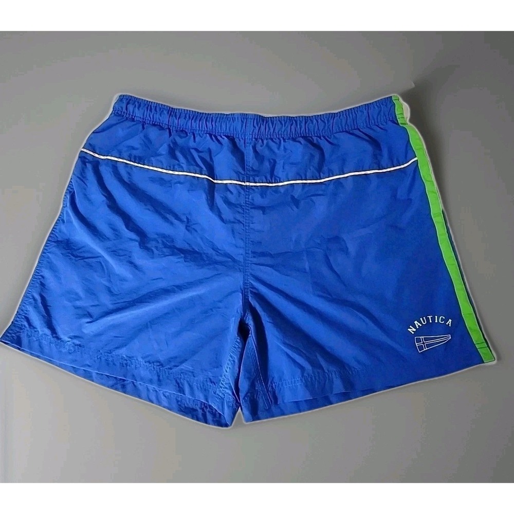 Nautica Blue & Green Board Shorts Men's XL 40/42 QuickDry Swim Trunks Lined 5.5"